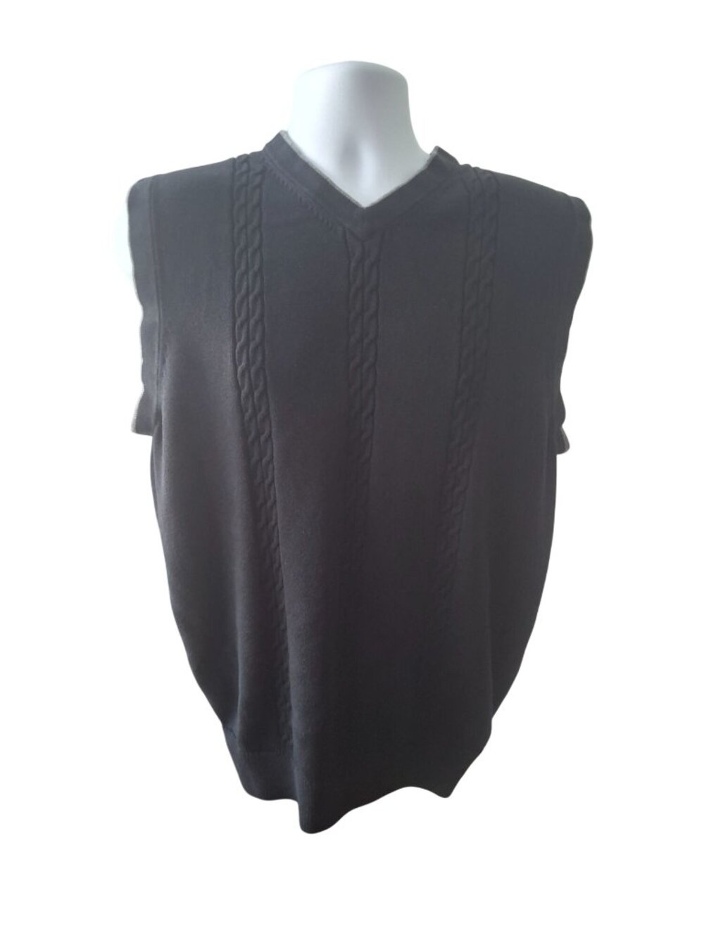 Cypress Links Golf Sweater Vest L Black Cotton Cable Knit Preppy V Neck Dadcore